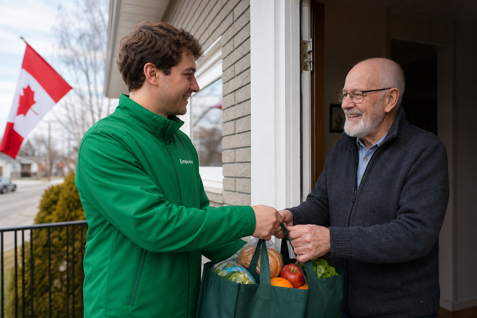 Helping seniors carry groceries